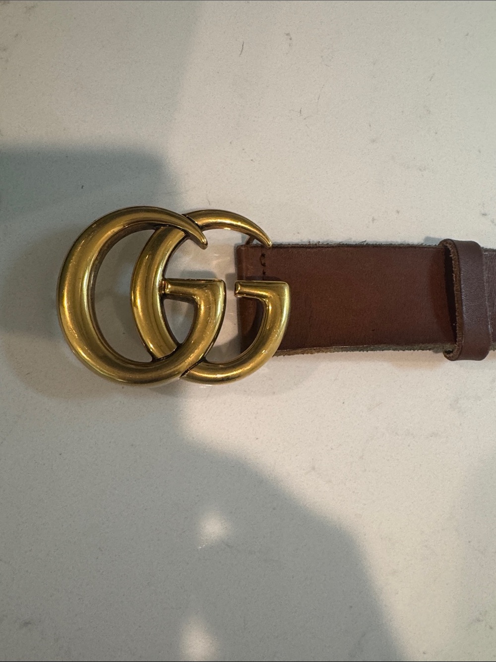 Gucci Brown Leather Belt with Gold Double G Buckle - Picture 5 of 14